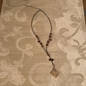 Artisan Brown and Champagne Beaded Pendant Necklace